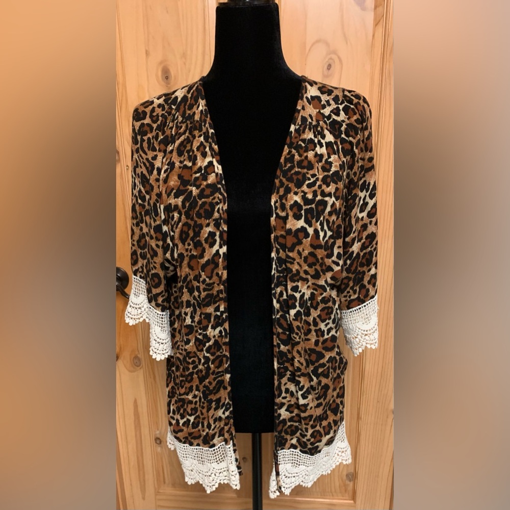 Pomelo Animal Print Coat in Brown and Black